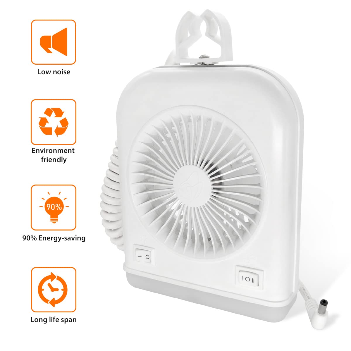 Ventilador Dream Lighting Blanco de 12 Vot con Luz de Lectura LED de 2 Velocidades para Caravana y Camping