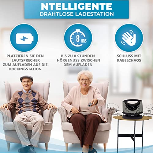 Altavoz de TV inalámbrico SEREONIC para Personas con Problemas de audición: escuche su televisor con más claridad sin Molestar a los demás, Perfecto para Ver televisión sin un Volumen estruendoso