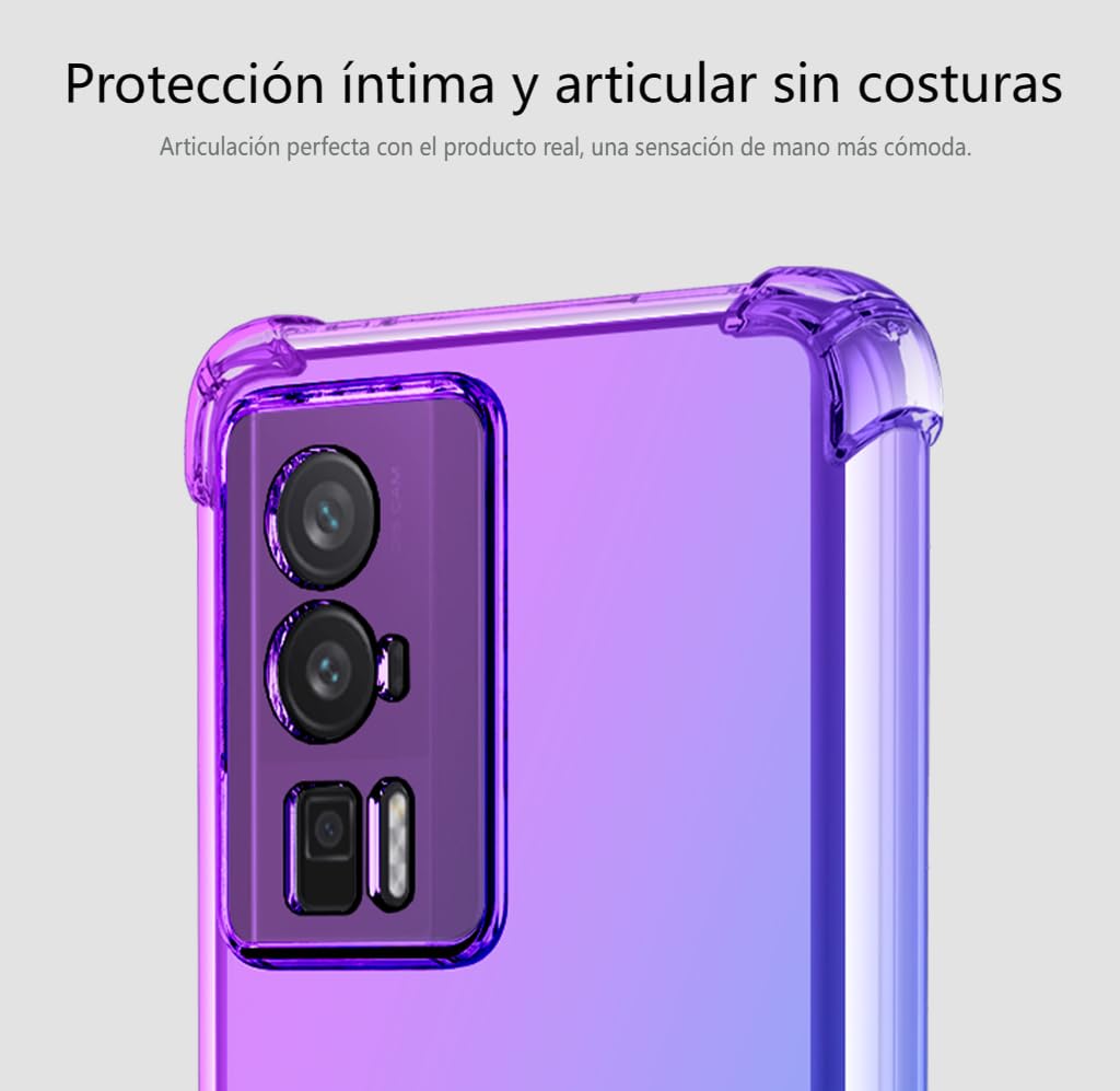 DABUNA Funda para Mi Xiaomi Poco F5 Pro Case Uso Rudo,Transparente Colores Degradados Protectora de Cámara Anticaída Carcasa Bumper(Púrpura Azul)