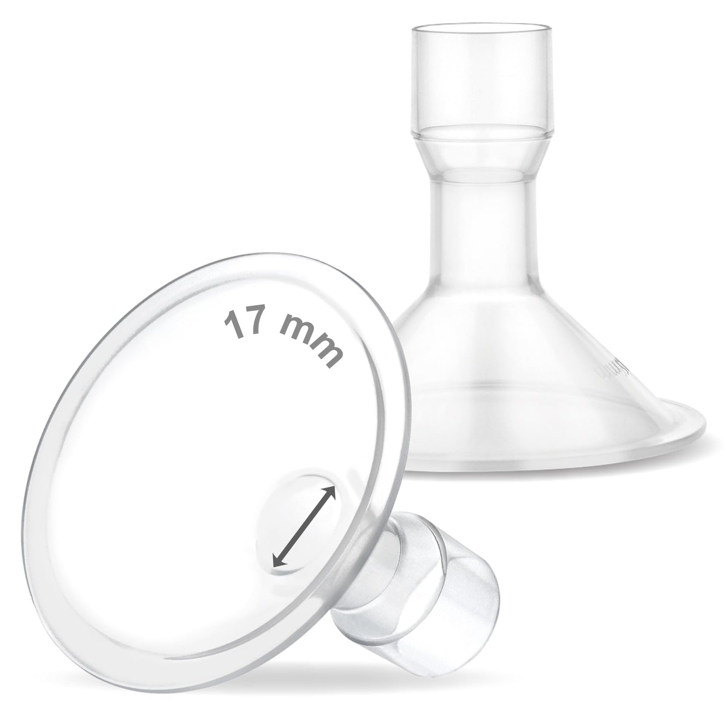 Maymom MyFit 17 mm tamaño mediano, embudos de diseño de dos piezas, compatibles con piezas de extractor Medela; compatibles con embudos Medela PersonalFit Flex, piezas de extractor Freestyle, ideales para sujetadores manos libres, 2 pzs