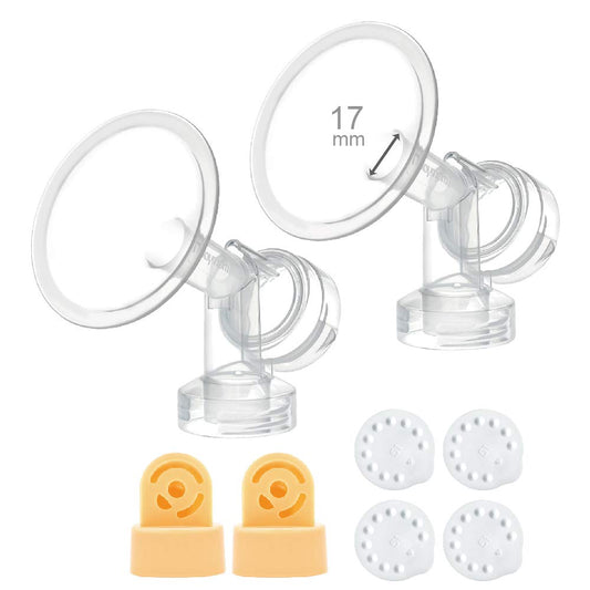 Embudos Maymom Transparente Compatibles con Extractores Medela de 17 mm con Válvula y Membrana