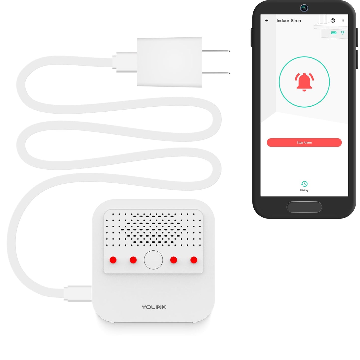 Sirena Inteligente Compatible Con Alexa de 110 dB para Seguridad en el Hogar