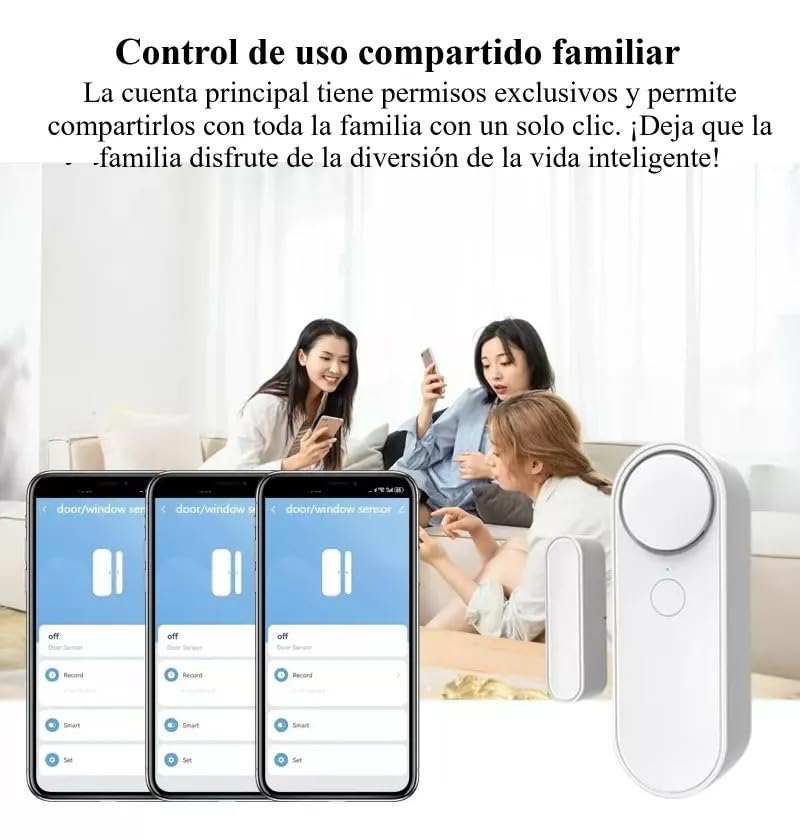 Alarma de Puerta TECHWOLF WiFi con Sonido Fuerte para Casa, Monitoreo Remoto Compatible con Alexa y Google Home