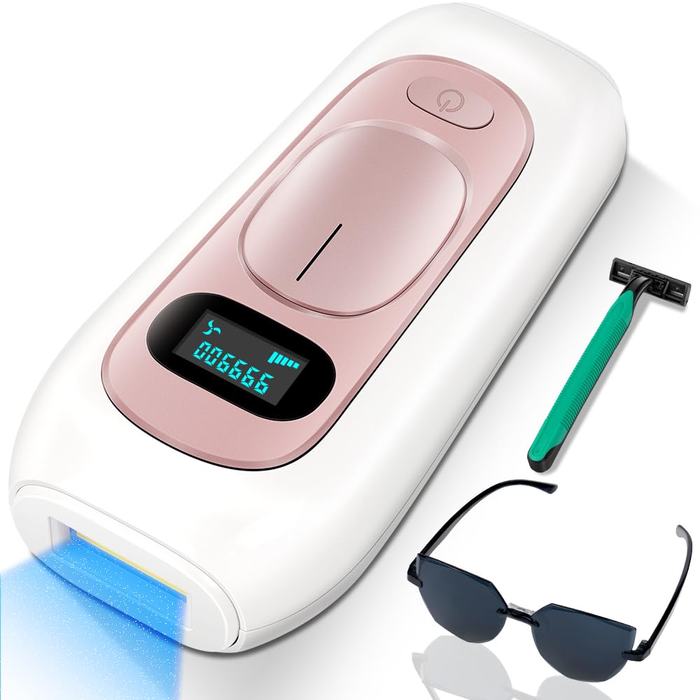 Depiladora Renmte Rosa Luz Pulsada con Cepillo y Gafas para Todo el Cuerpo