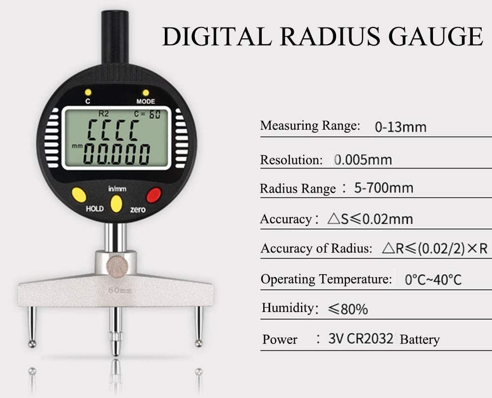 CGOLDENWALL Radiómetro digital de alta precisión radiómetro electrónico interior y exterior, con garra de medición reemplazable de 10 mm / 20 mm / 30 mm / 60 mm / 100 mm, negro 0,2 "- 27,5"