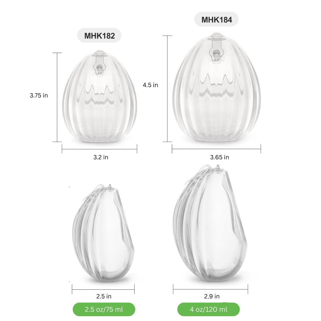 HAAKAA Conchas Sacaleches Manual Portátil Manos Libres/Colector de Leche (75 ml/2.5 oz, 120 ml/4 oz) – Silicona de Grado Médico – Compacto, Portátil y Discreto – Válvula a Prueba de Fugas
