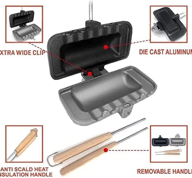 Generic Sandwichera 4w1h, Sandwichera 4w1h Hot Dog, Sandwichera para desayuno, Sartén de doble cara, Sartén antiadherente para sándwich, Máquina para hacer panqueques Herramientas de cocina (Negro)