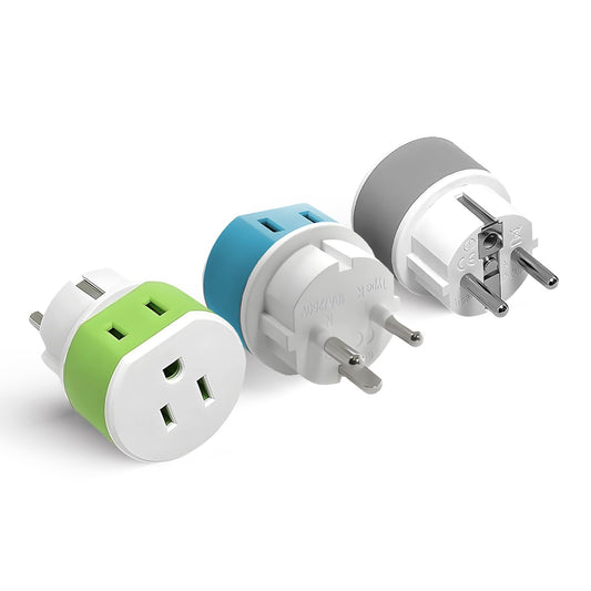 Adaptador de Enchufe de Viaje OREI Azul para India, Nepal, Maldivas, Dinamarca