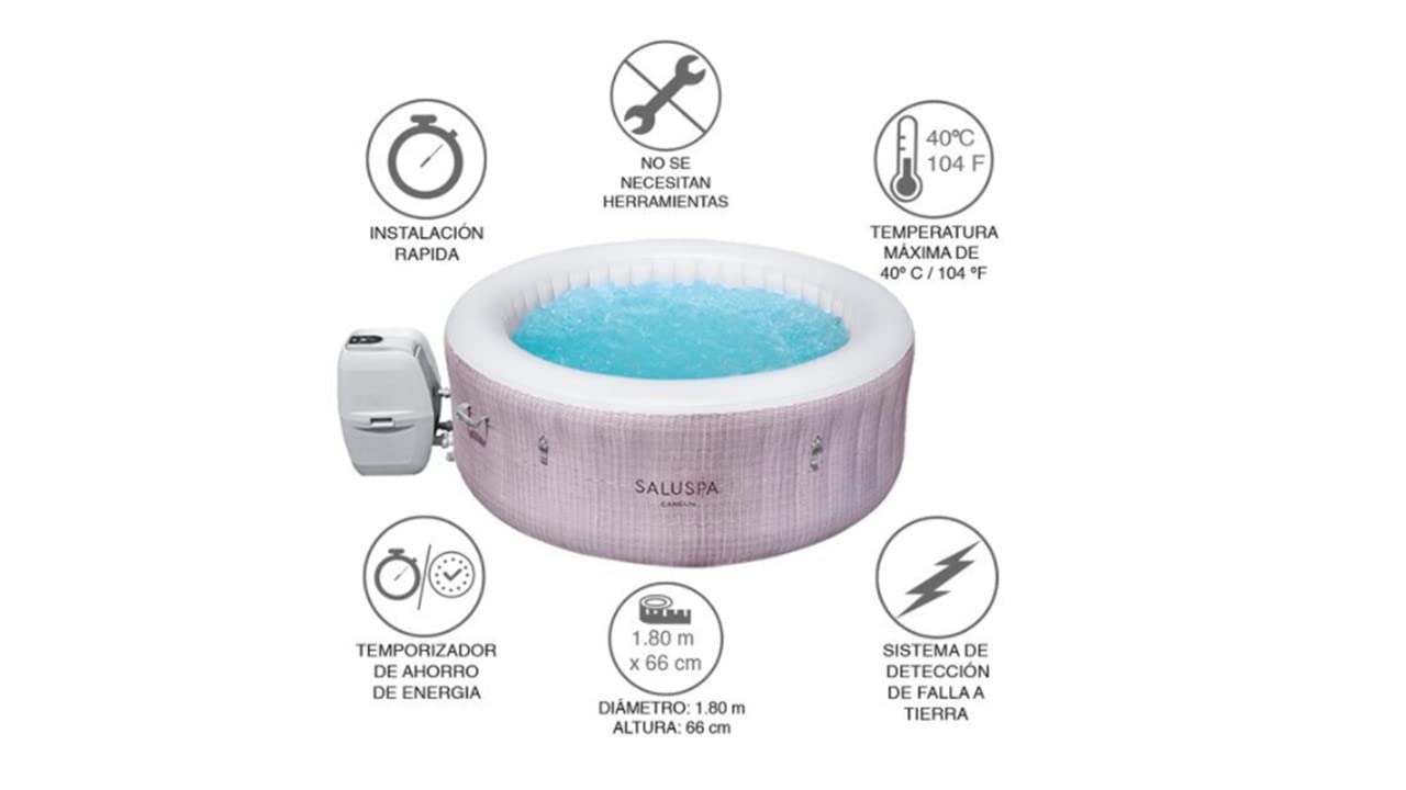 Saluspa Spa Jacuzzi 2-4 adultos mod Cancún 1.80x.66cm caja Bestway