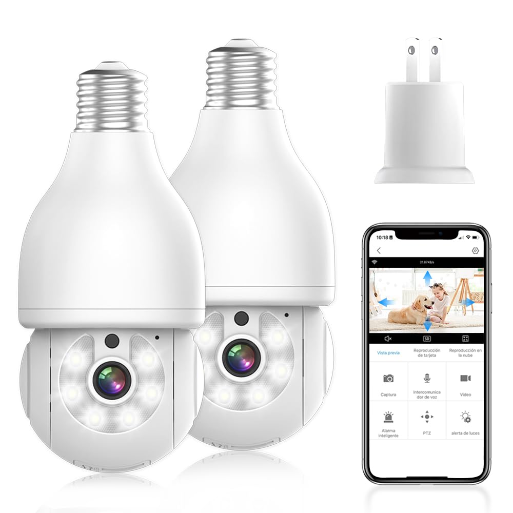 Foco de Seguridad EASYTAO Blanco Visión Nocturna 360° Compatible con Alexa
