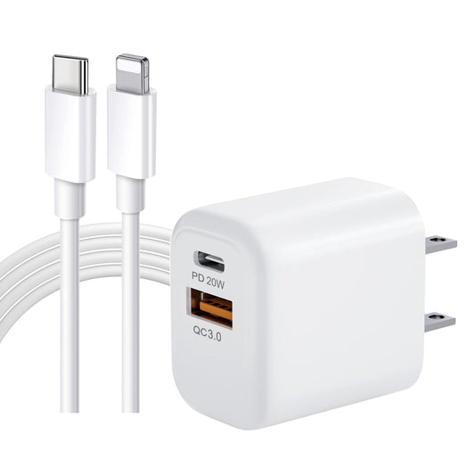 Cargador USB C Power Delivery 3.0 con Cable a Lightning 1 M carga rápida para Phone 13/12/SE 2020/11/X/Pad