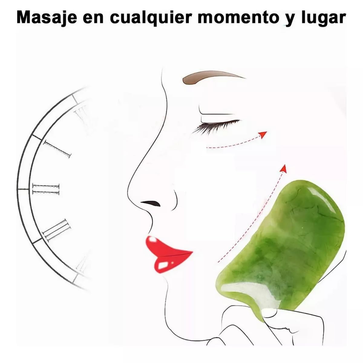 Herramientas de Masaje Gua Sha de Piedra de Jade Verde para Terapia Facial y Corporal