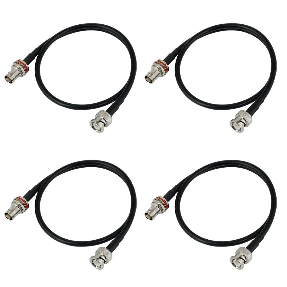 RK Antenna Extension Cable with BNC and Bulkhead Connector for Wireless Microphone Combination System, Lenght 20‘’ (4 Pack)