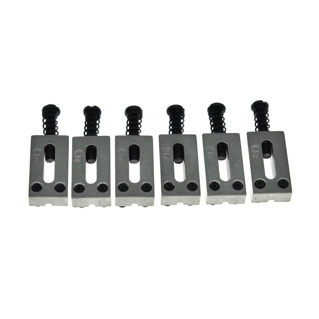 Dopro - Juego de 6 monturas de acero inoxidable para guitarra (10,5 mm, con tornillos negros para guitarra Strat Tele, 6 cuerdas)
