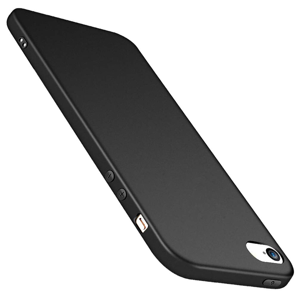 Funda Protectora Ultrafina QWYJ para Apple iPhone 5s 5 SE Negro Matte Minimalista TPU Suave