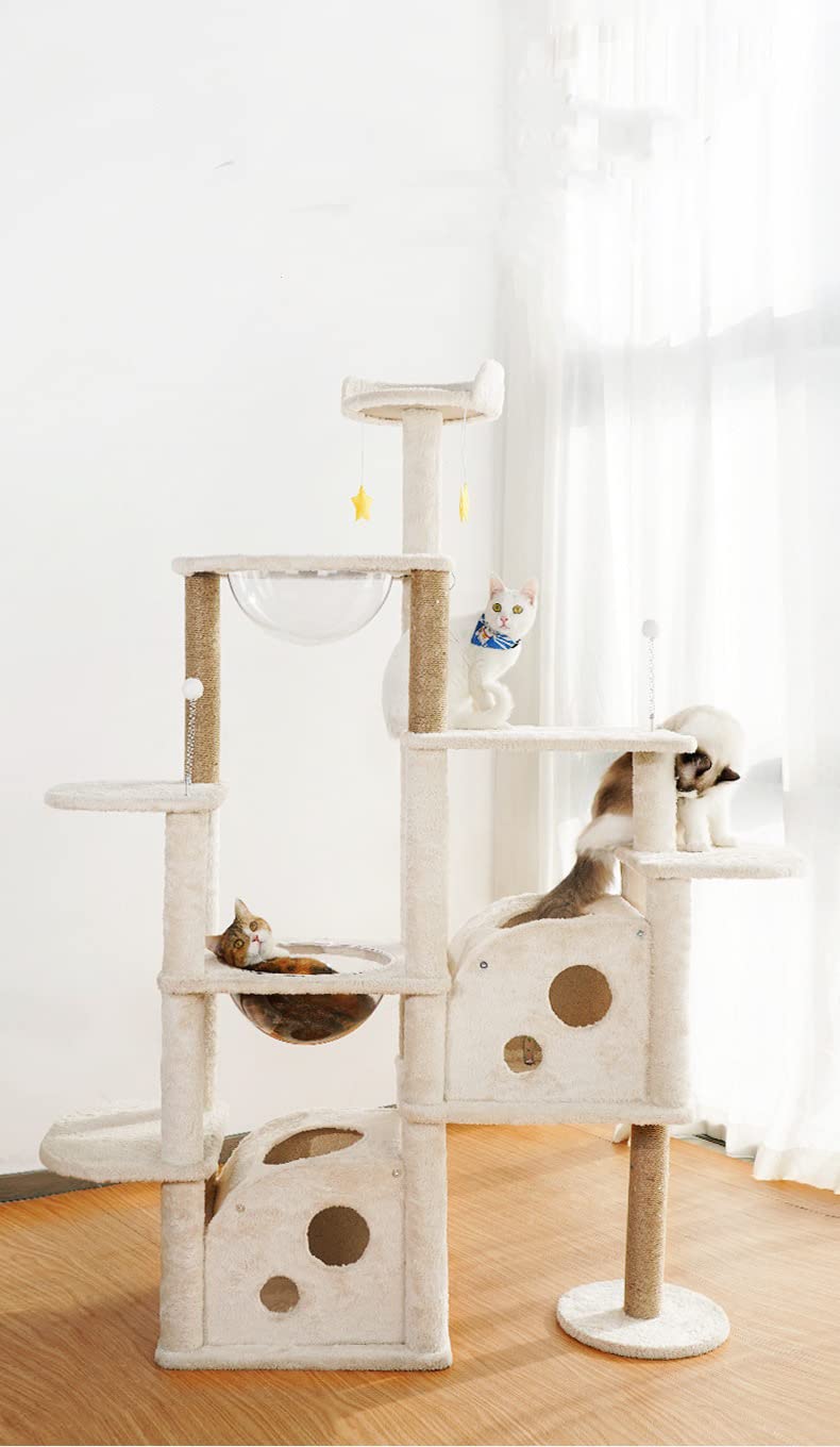 Rascador Árbol UNA MASCOTA Beige Diseño de Queso Varios Niveles para Gato