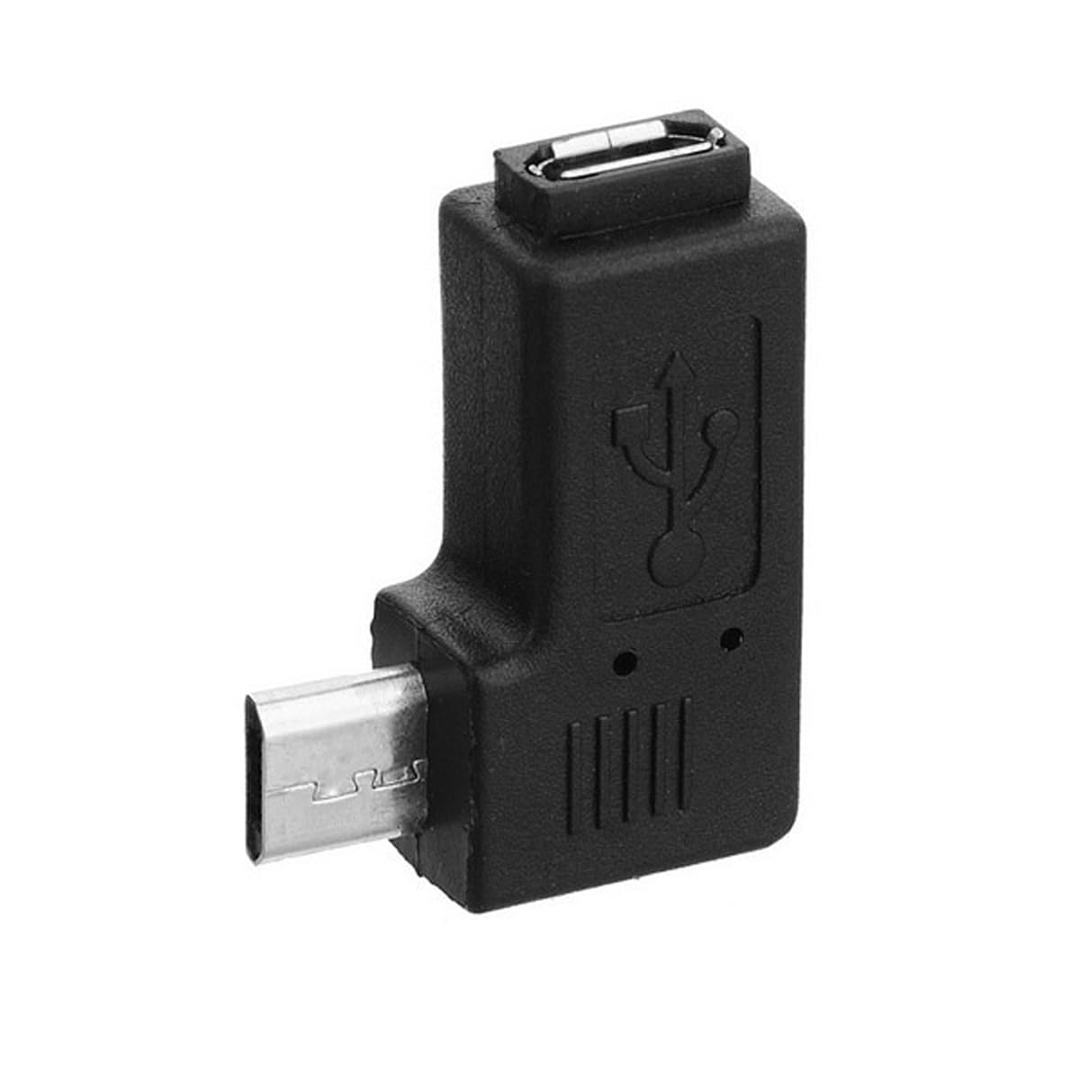 Adaptador Micro USB 5 Pines chenyang Negro Ángulo 90 Grados Paquete de 2 Piezas