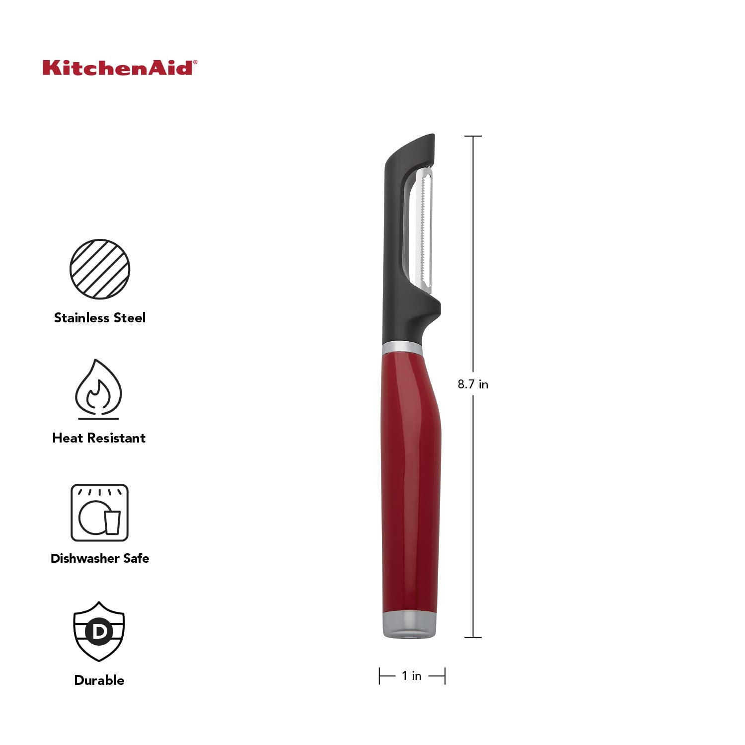 KitchenAid Gourmet Euro Peeler, 8.7 pulgadas, rojo