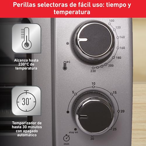 T-FAL Horno Tostador Mini, Acero Inoxidable, Ideal para preparaciones rapidas, OF500EMX