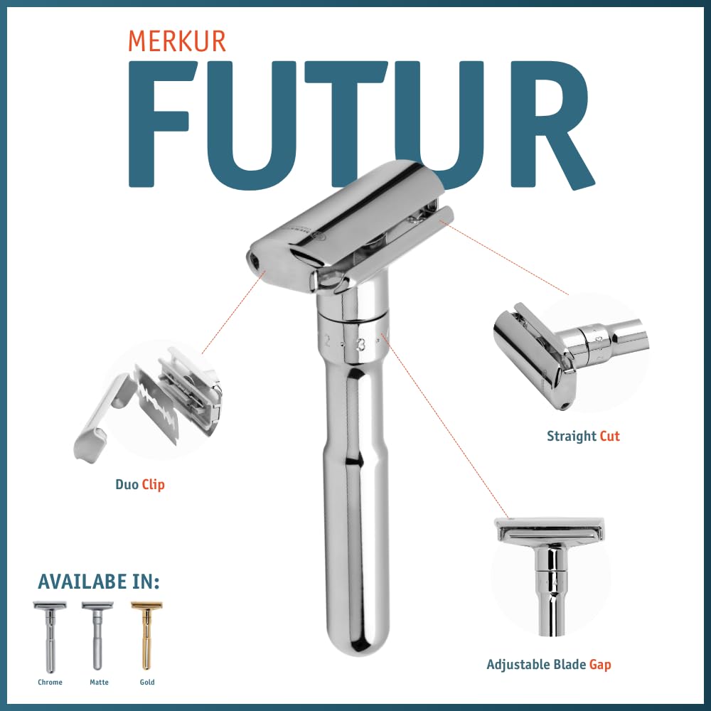 Merkur FUTUR Adjustable Safety Razor, Chrome Finish