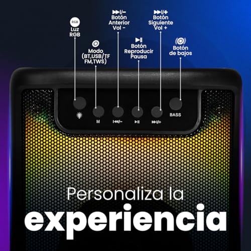 Bocina Karaoke Vorago KSP-205 Bluetooth 5.3 Luces RGB para Fiestas