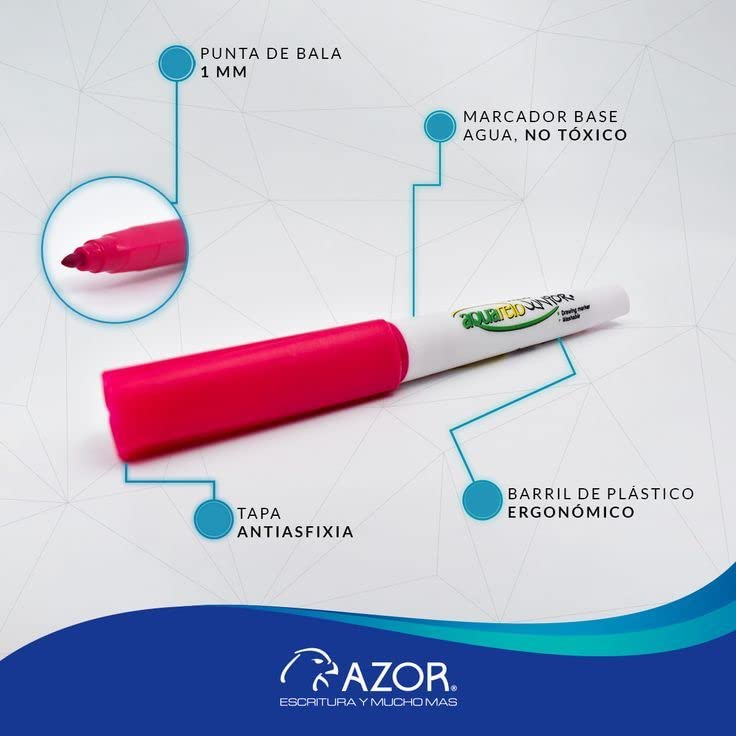 Azor Plumones Para Dibujo 24 Piezas No Toxico Lavable Aquarelo Jr 321.2924