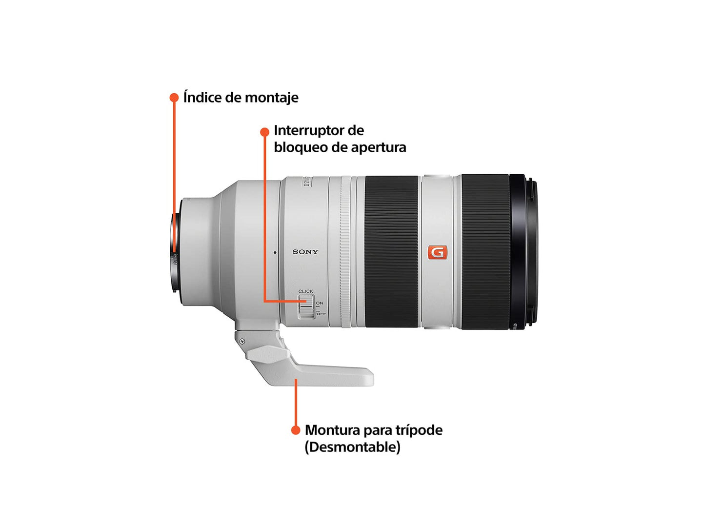 Sony Lente G Master™ Telefoto Zoom 70-200mm F2.8 Montura E Full Frame - FE con Estabilizador Steady Shot óptico (OSS) SEL70200GM2