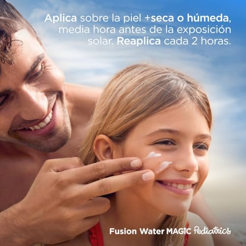 ISDIN fotoprotector fusion water pediatrics spf 50, protector solar facial para ninos, textura ultraligera, no irrita los ojos, 50ml