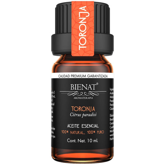 BIENAT AROMATERAPIA Aceite Esencial de Toronja 10mL | 100% Puro y Concentrado | Ideal para Difusor de Aromas, Humidificador, Aromaterapia, Masajes, Meditación, Jabones y Velas | Esencia Natural en Gotas