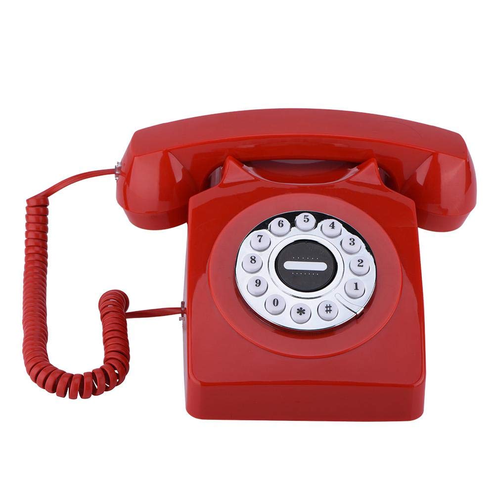 Sonew - Teléfono fijo retro, teléfono clásico occidental, teléfono de mesa de oficina en casa, teléfono de computadora (rojo)