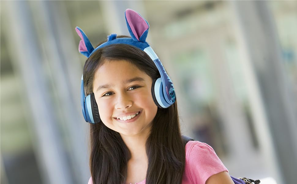 Auriculares Inalámbricos eKids Disney Stitch Azul con Micrófono y Reducción de Volumen para Niños
