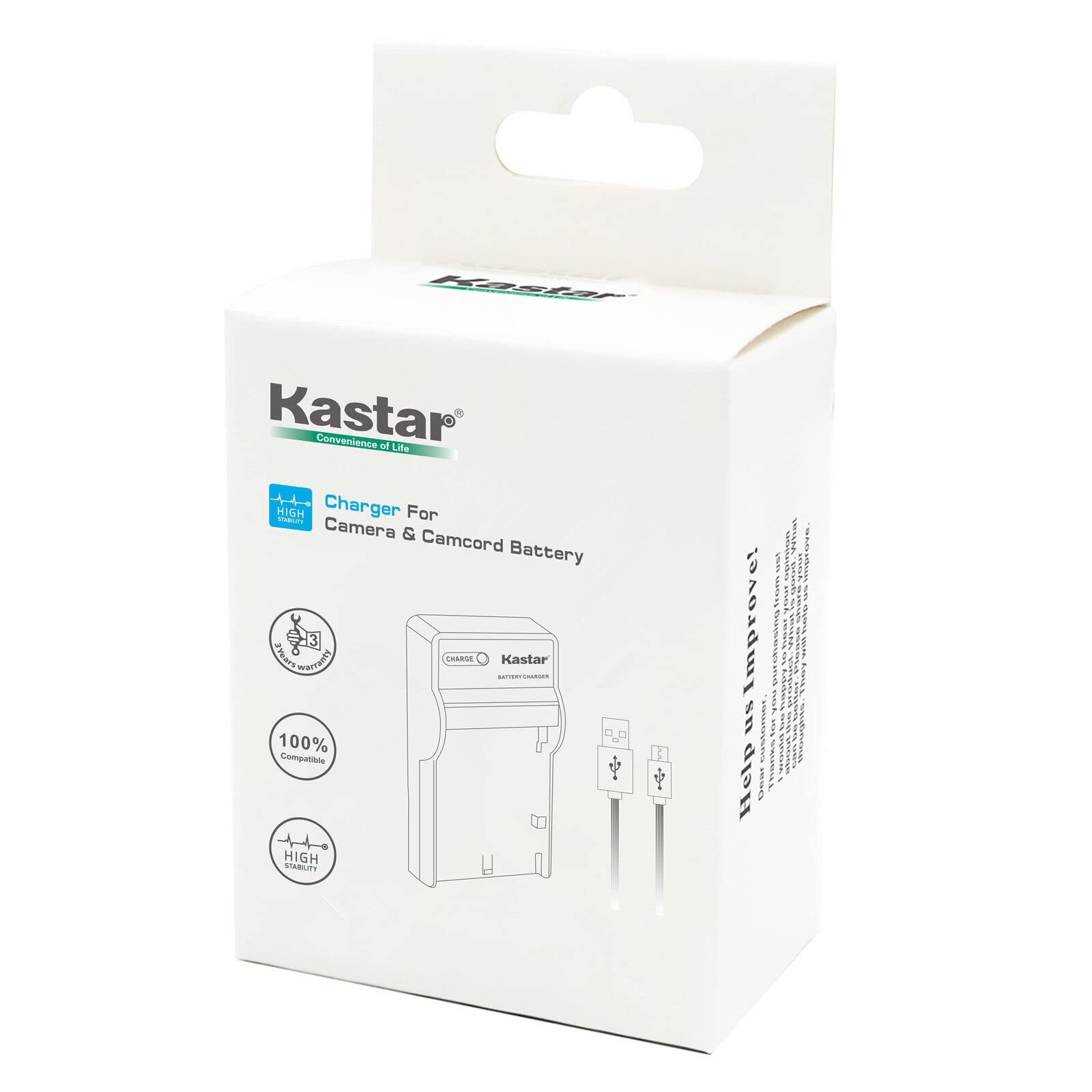 Kastar - Paquete de 2 baterías + cargador USB delgado para batería Kodak LB-070 LB070 y Kodak Pixpro AZ651, Pixpro AZ651 AZ652 Astro Zoom, Pixpro AZ901, PIXPRO S1, PIXPRO S-1, Minolta MN67Z Cámara
