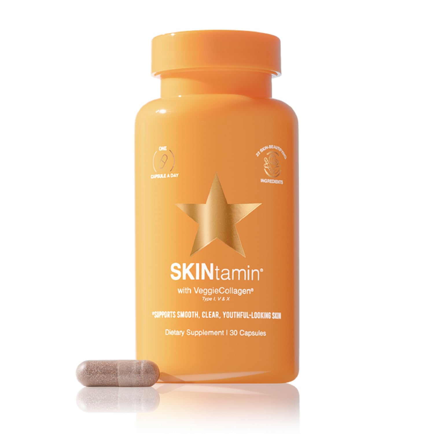 Píldoras de Colágeno Vegetariano HAIRtamin SKINtamin para Mujeres para Firmeza de la Piel y Reducción de Arrugas