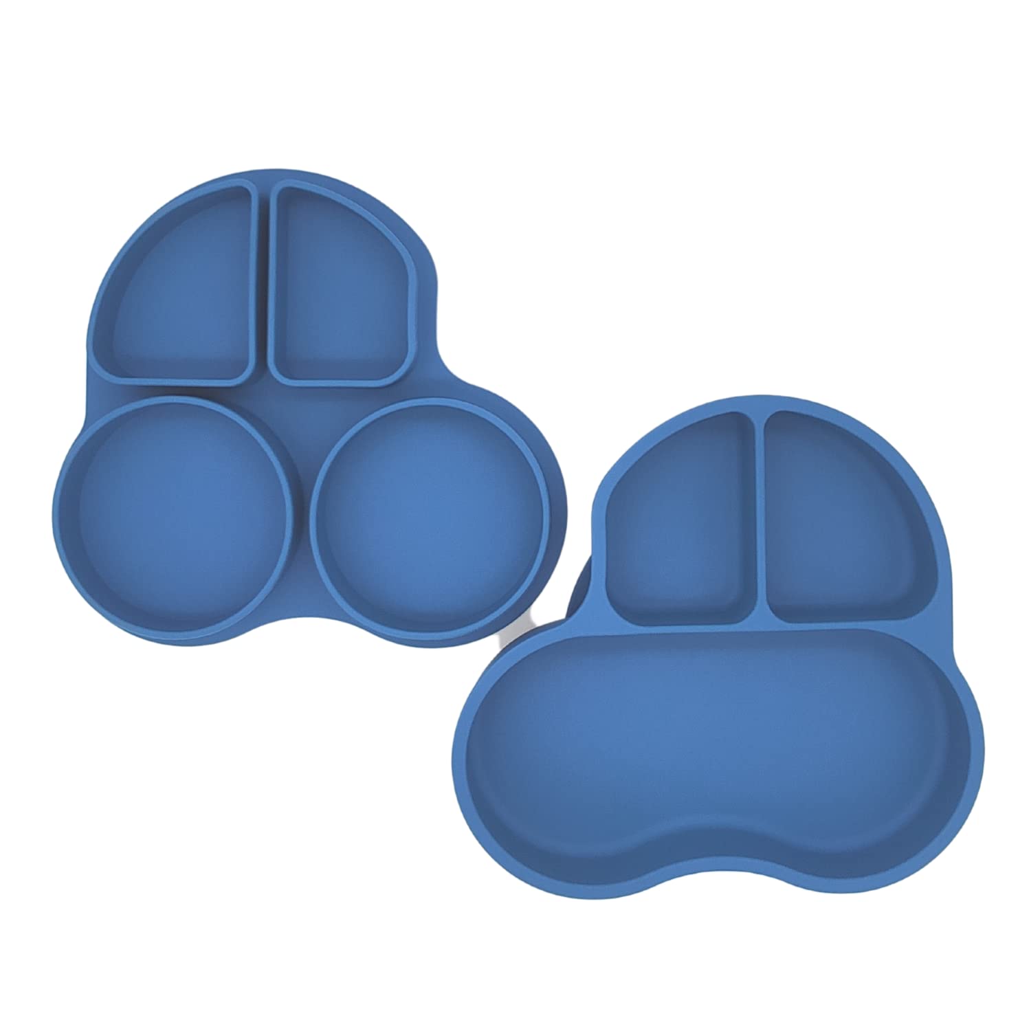 Plato con Divisiones PAPU BABY Azul Indigo de Silicón con Succión para Bebés