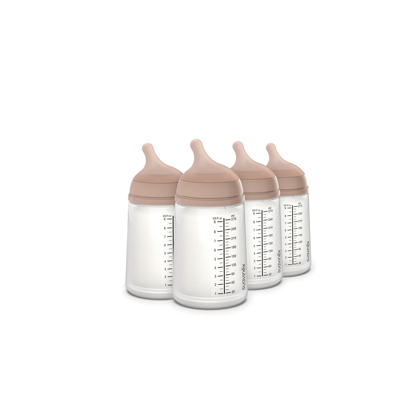 Biberón Anti Cólico Suavinex Medium Beige Flujo Adaptable Paquete de 4