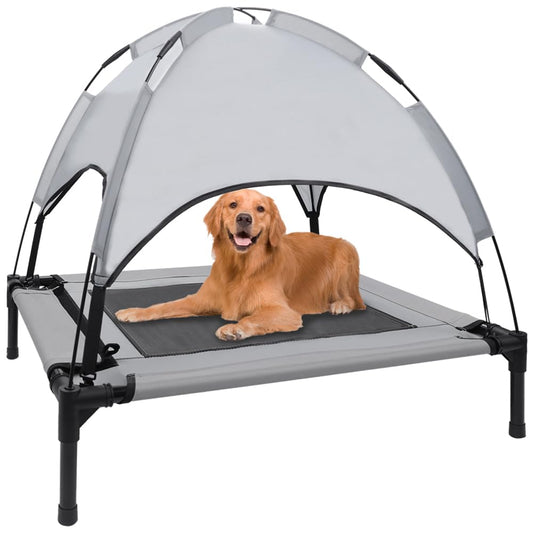 Cama Alta para Perro-Cama Portátil para Mascotas, Cama Elevada para Perros con Dosel para Perros Pequeños, Elevda para Perro con Toldo Sombra Extraíble, Cuna Elevada para Perro Medio