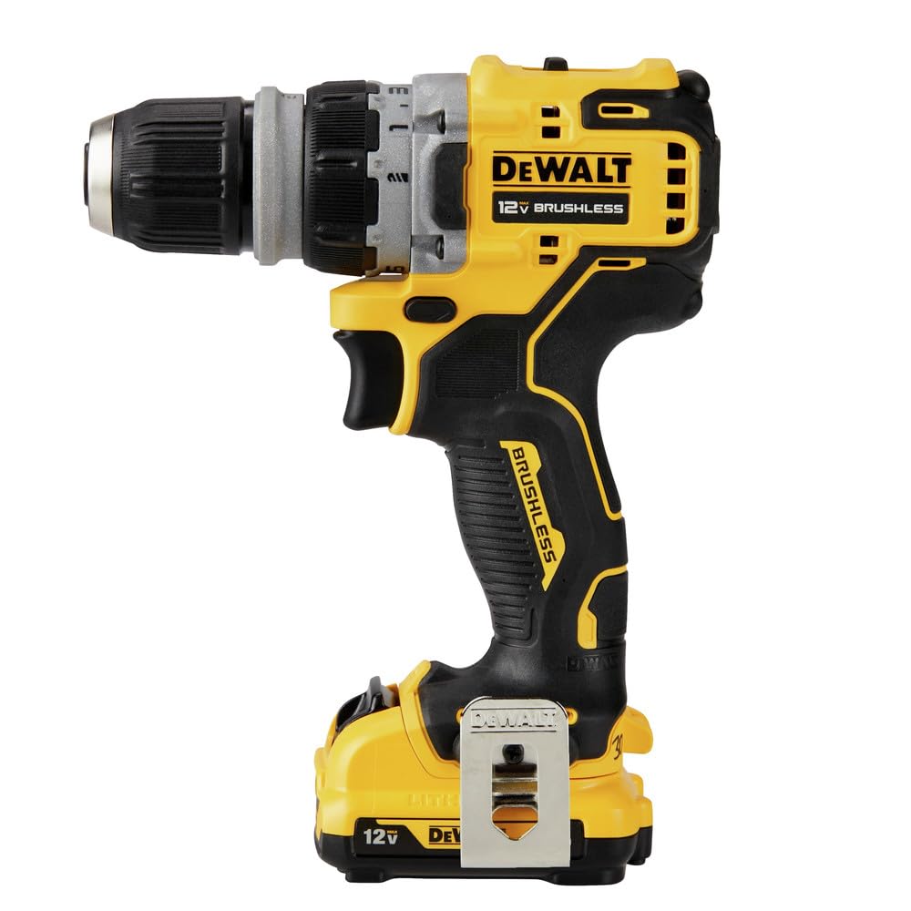 DEWALT 12V MAX* XTREME Kit de taladro/destornillador 5 en 1 sin escobillas, múltiples cabezales de cambio rápido, transmisión de 2 velocidades (DCD703F1)