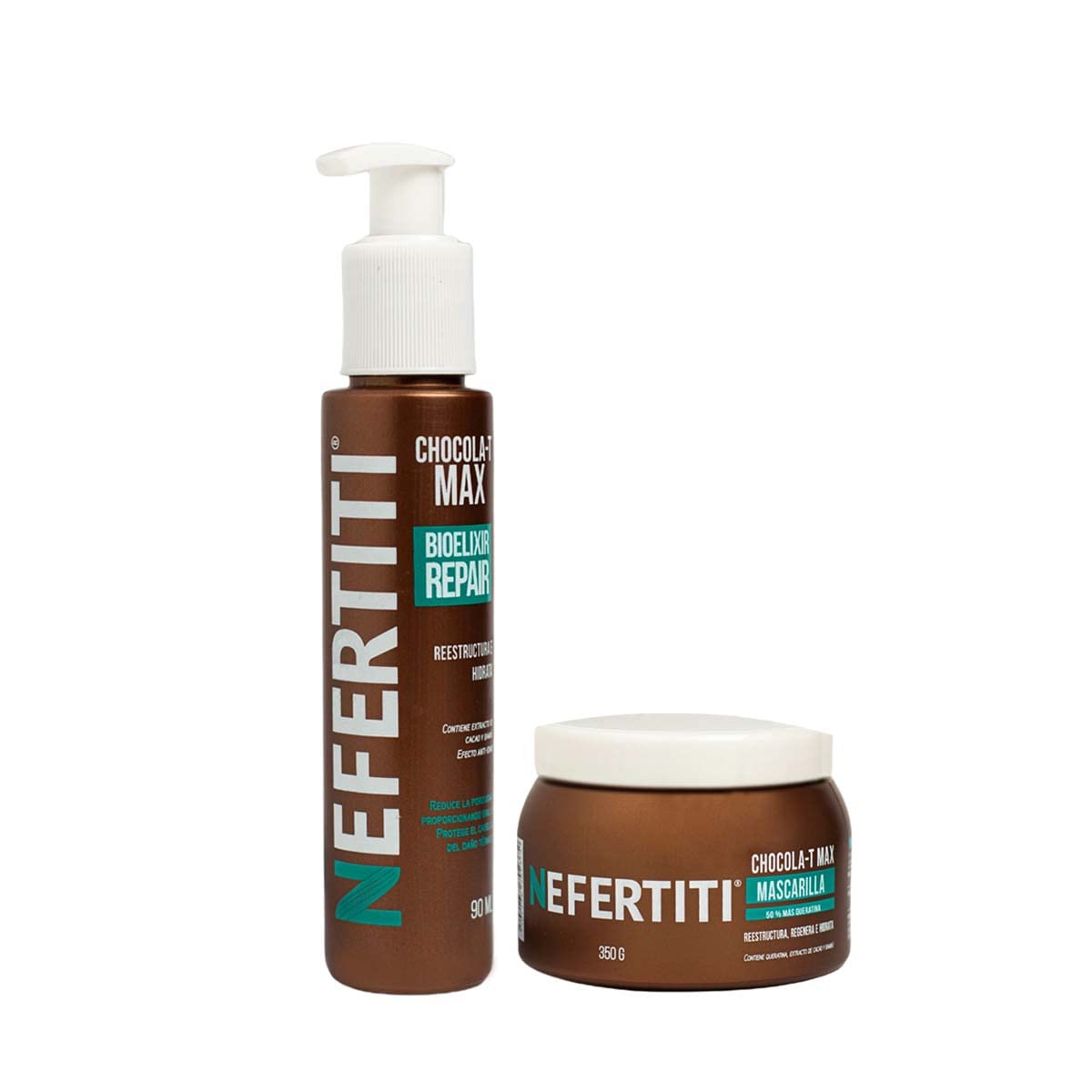 Kit Mascarilla Nefertiti Keratina y Bioelixir Chocola-T Max Tratamiento Capilar Severamente Dañado y Procesado