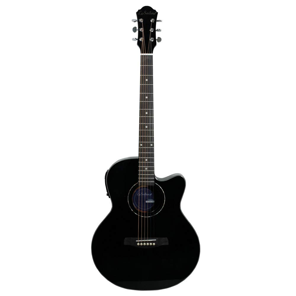 LA SEVILLANA Guitarra Electroacústica para Folk FO-300CEQ color negro