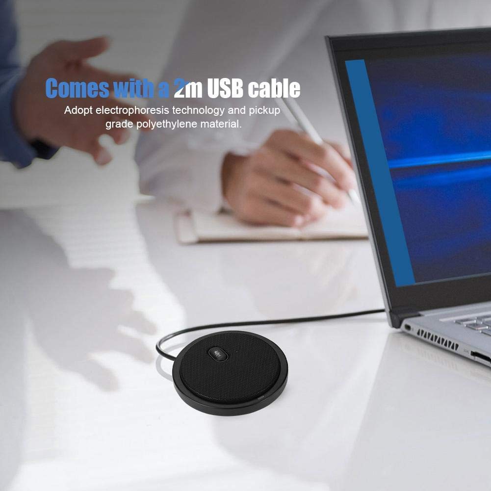 Fosa M2 con Cable Micrófono de captación de 360 ° con un Cable USB de 2 m, Audio Video Micrófono omnidireccional Computadora de Conferencia portátil de Escritorio Negro