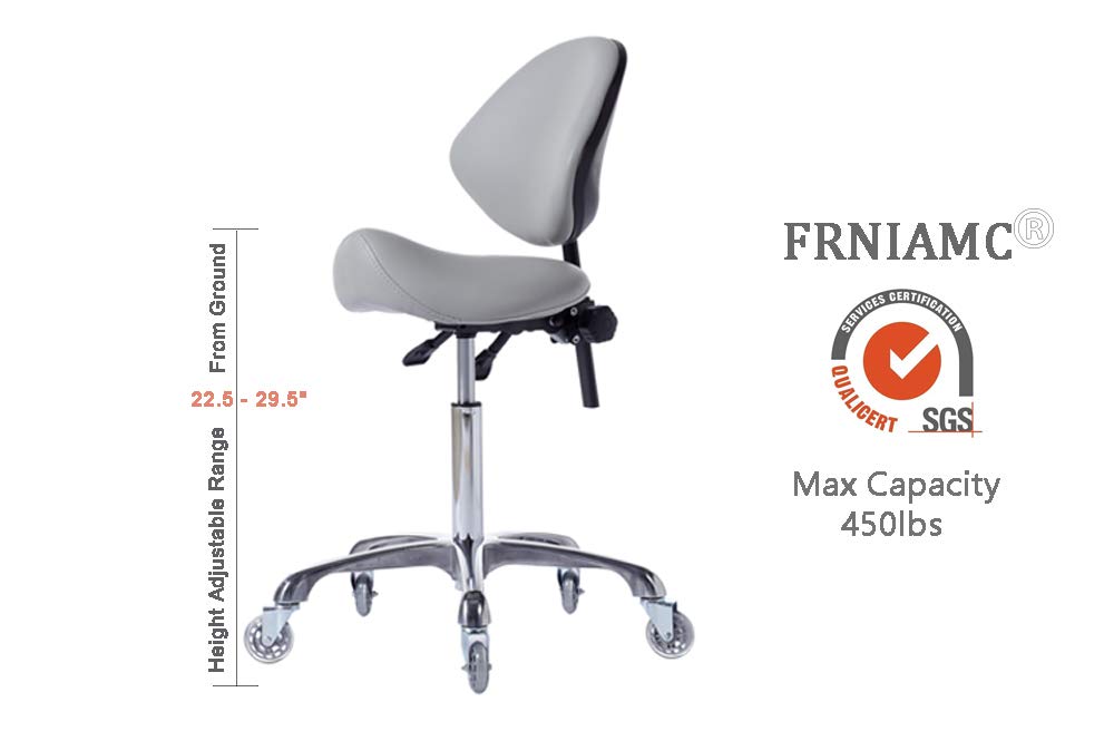 FRNIAMC Sillín hidráulico Ajustable y Resistente (450 Libras) Taburete Silla para salón de Belleza, Masaje, clínica Dental, Uso en casa y Oficina (Gris)