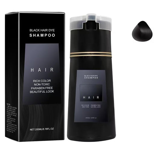 Hair Dye Shampoo, 3 in 1 Instant Hair Dye Shampoo, Color Shampoo Hair Dye for Hair Coverage, Champú colorante natural para cubrir canas, for All Hair Types,200ml (Negro)