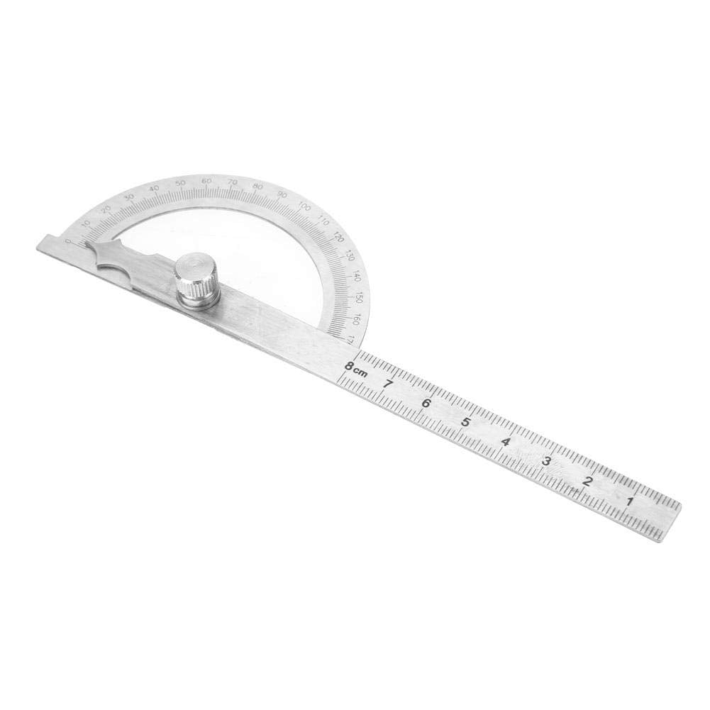 Regla de Transportador de Acero Inoxidable 0-180 Grados Goniómetro 15 cm Indicador de ángulo 80 x 120mm