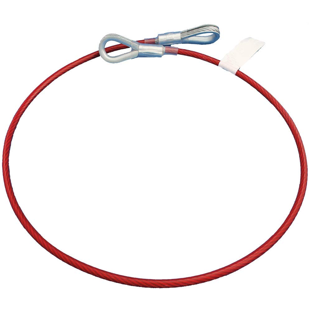 Peakworks V8208003 - Correa de anclaje de cable con 2 anillos de ojo, cable galvanizado recubierto de PVC, 1/4 pulgadas de grosor, rojo, V8208003