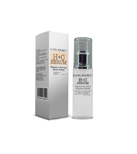 GLOW.SOURCE HC Serum. Suero Facial con vitamina C, Vitamina E, Ácido Hialurónico y Aloe Vera. (PUMP)