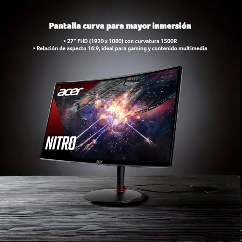 Monitor Gamer Acer Nitro XZ0 Rojo Curvo FHD 27 Pulgadas AMD FreeSync Premium