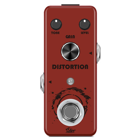 ISET Pedal de guitarra de distorsión Mini Pedal de efecto de guitarra individual para bajo de guitarra eléctrica Bypass verdadero