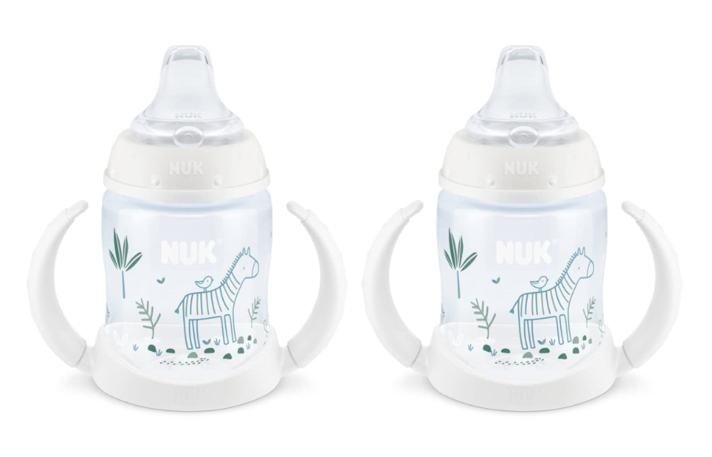 NUK Taza de aprendizaje con pico para beber Disney (5 onzas (paquete de 2), bosques-cebra)