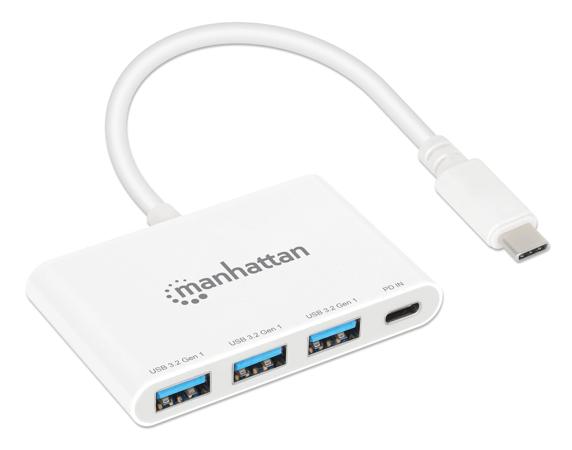 Manhattan 168434 - Hub USB-C 3.2 Gen 1 de 3 Puertos con Carga de 100 W