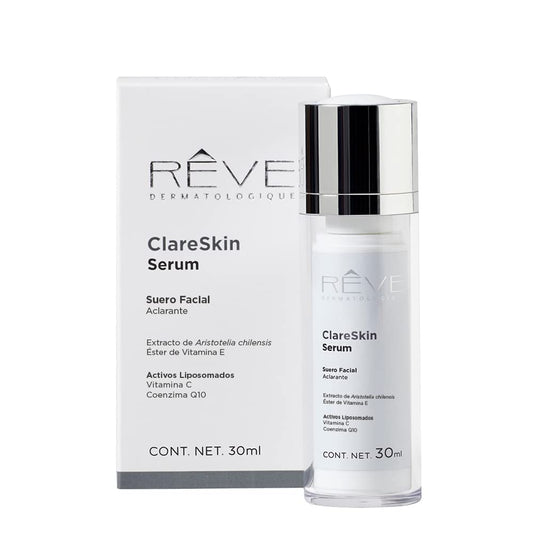 Reve Dermatologique | ClareSkin Serum - Suero Facial Aclarante - Extracto de Aristotelia Chilensis - Vitamina C, Vitamina E – Control de manchas - Todo tipo de piel – 30 ml